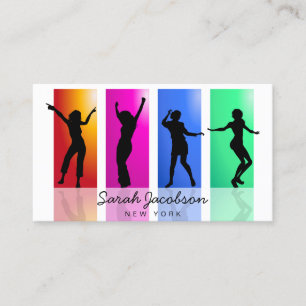 Black Silhouette Dancer Hip Hop Regenbogen Visitenkarte