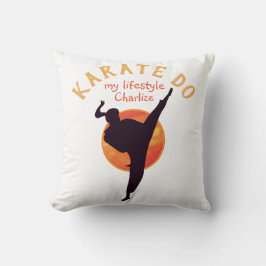 Black Silhouette Girly Sports Karate Martial Arts Kissen