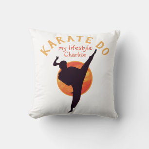 Black Silhouette Girly Sports Karate Martial Arts Kissen