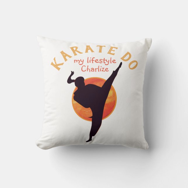 Black Silhouette Girly Sports Karate Martial Arts Kissen (Vorderseite)