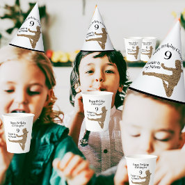 Black Silhouette Kids Karate Geburtstag Pappbecher