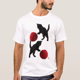 Black Silhouette Kitty, with red wool Ball T-Shirt
