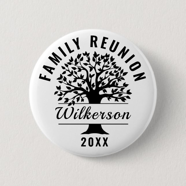 Black Silhouette Tree Family Wiedersehen Souvenir  Button (Vorderseite)