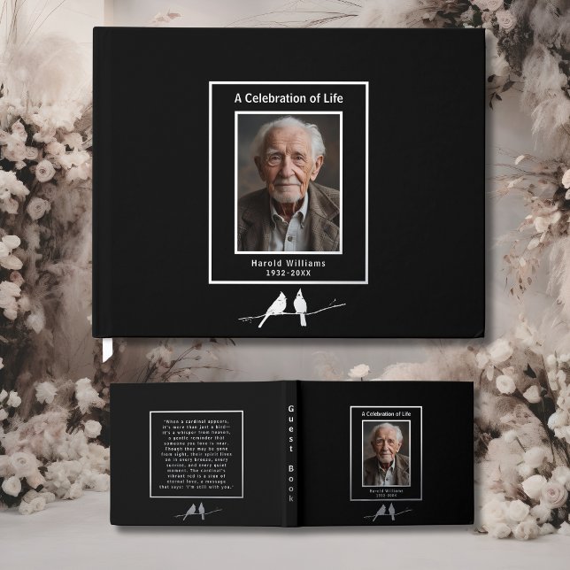 Black Silve Kardinals Real Foil Funeral GuestBook Gästebuch (Von Creator hochgeladen)