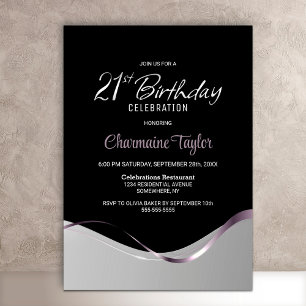 Black Silver 21ème anniversaire Invitation de fête