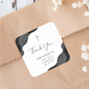 Black Silver Agate First Heilige Kommune Vielen Da Quadratischer Aufkleber