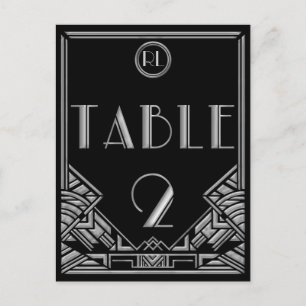 Black Silver Art Deco Gatsby Style Tischnummer 2