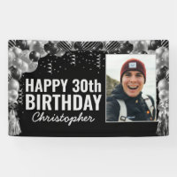 Black Silver Balloon Confetti Foto Happy Birthday