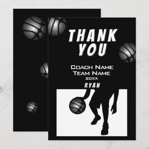 Black Silver Basketball Vielen Dank Coach Card Dankeskarte