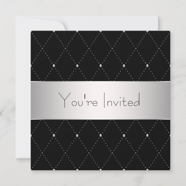 Black Silver Black Krawatte Corporate Party Einladung (Vorderseite)