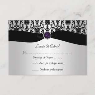 Black Silver Damask Lila Jewel UAWG Einladung