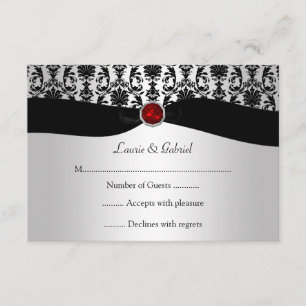 Black Silver Damask Red Jewel UAWG Einladung