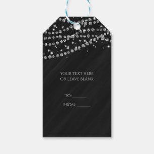 Black & Silver Diamant Bling Glam Glitter Party Geschenkanhänger