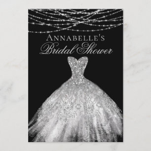 Black & Silver Diamond Sparkeil Dress Brautparty Einladung