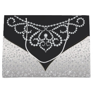 Black Silver Diamond Womans Große Geschenktüte