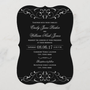 Black Silver Elegant Wedding Invitation
