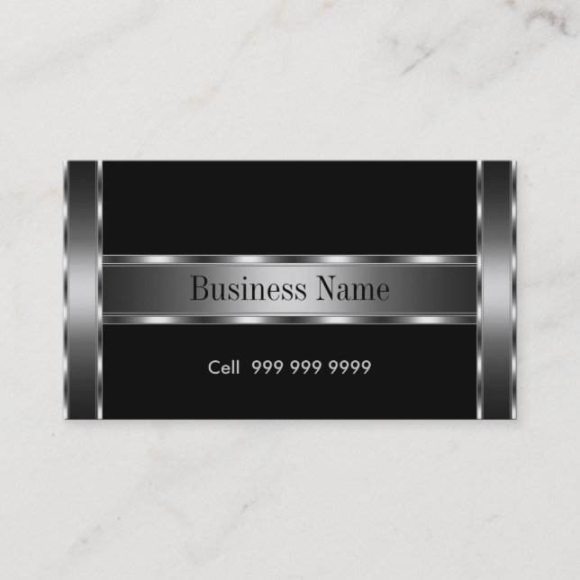 Black Silver Elegante Business Card Visitenkarte (Vorderseite)