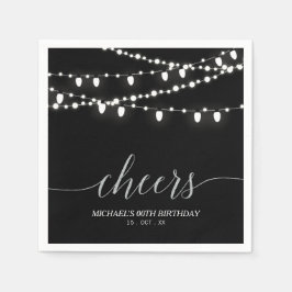 Black & Silver Elegante Lights Erwachsene Geburtst Serviette