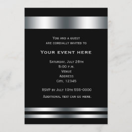 Black Silver Elegantes Dinner Party Einladung