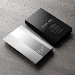 Black Silver Foil Metal Stripe Hochzeitsplaner Visitenkarte