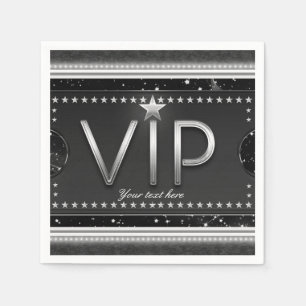 Black & Silver Glam Stars VIP-Ticket benutzerdefin Serviette