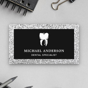 Black Silver Glitzer Tooth Zahnarzt Visitenkarte