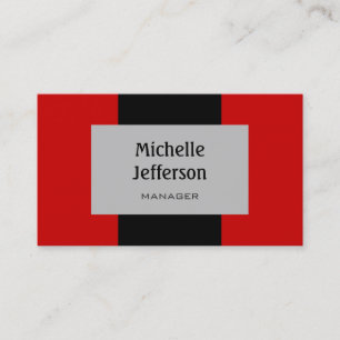 Black Silver Gray Red Strip Muster Visitenkarte