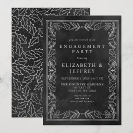 Black Silver Holly Weihnachts-Engagement Party Einladung