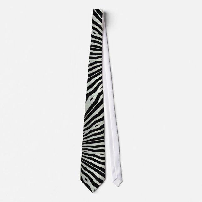 Black & silver Lava Zebra pattern Mens Tie Krawatte (Vorderseite)