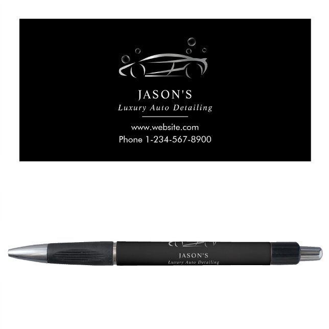 Black & Silver Luxury Auto Detailing Car Cleaning Kugelschreiber (Black & Silver Luxury Auto Detailing Car Cleaning Pen)