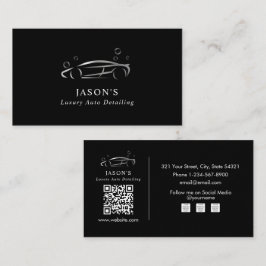 Black & Silver Luxury Auto Detailing Car Cleaning Visitenkarte