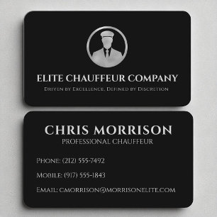 Black Silver Luxus Chauffeur Editable Logo Visitenkarte