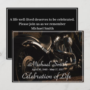 Black & Silver Motorrad Feier des Lebens Einladung