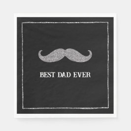 Black Silver Mustache Bester Vater je Serviette