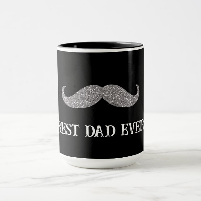 Black Silver Mustache Vatertag Tasse (Zentrum)