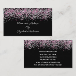 Black Silver Pink Glitzer Overlay Glam Girl Visitenkarte