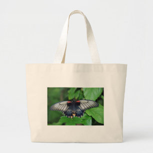 Black Silver Red Butterfly Jumbo Stoffbeutel