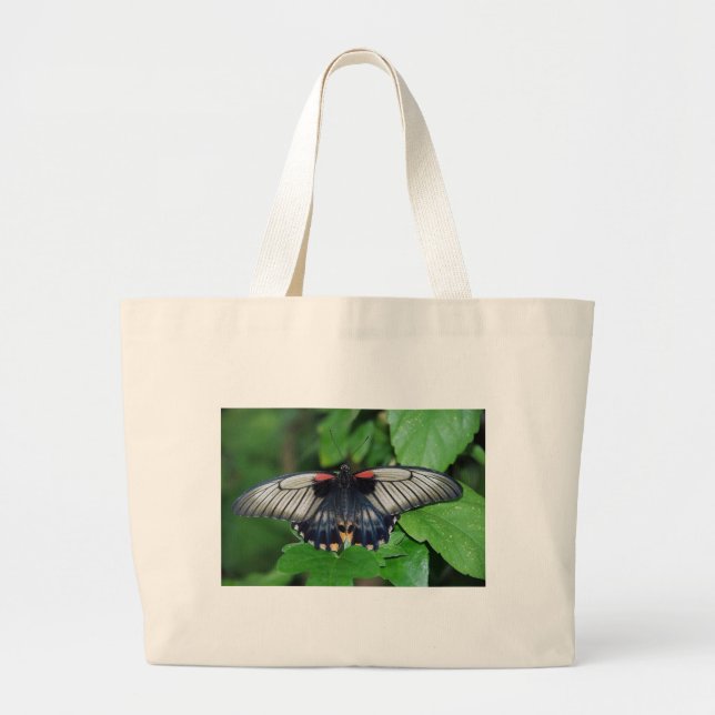 Black Silver Red Butterfly Jumbo Stoffbeutel (Vorne)