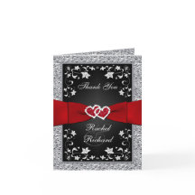 Black Silver Red Floral Hearts IMITATE Foil Vielen