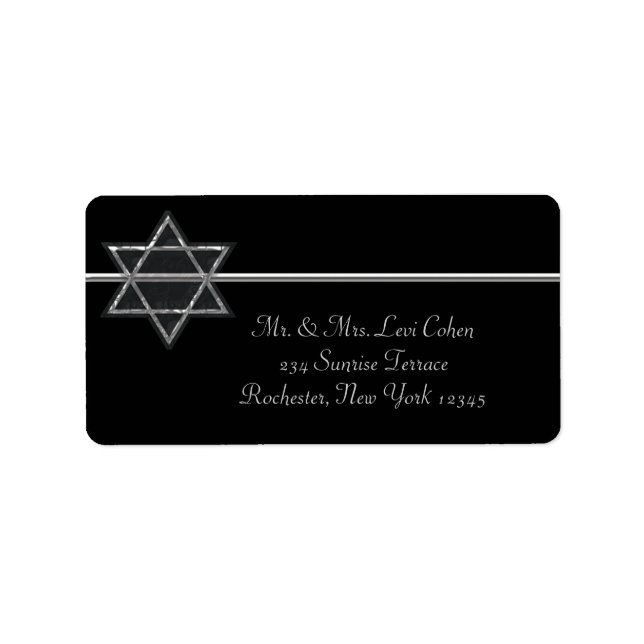 Black Silver Star von David Address Labels Adressaufkleber (Vorne)