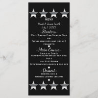 Black & Silver Stars Hollywood Glam Party Menu