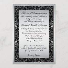 Black Silver Verziert Scroll 25. Jubiläum Einladun Einladung
