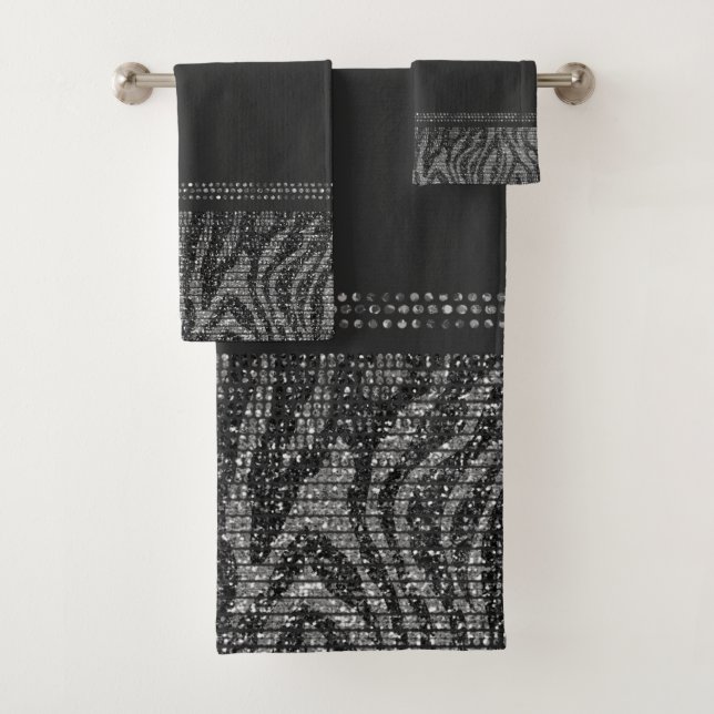 Black Silver Zebra Wild Poster de animal Glam exot (En situation)
