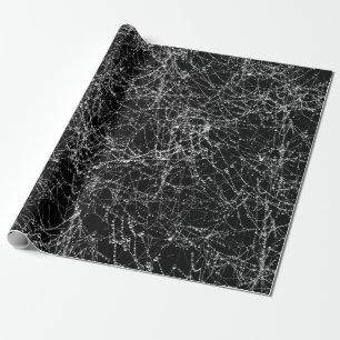 Black & Silvery Spider Webs Chic Halloween-Party Geschenkpapier