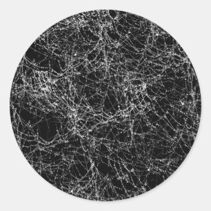 Black & Silvery Spider Webs Chic Halloween-Party Runder Aufkleber