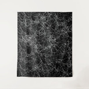 Black & Silvery Spider Webs Chic Halloween-Party Wandteppich