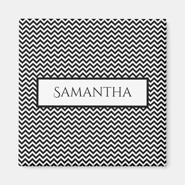 Black Simple Chevron Magnet personnalisé (Devant)