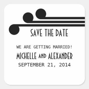 Black Simple Deko Chic Save the Date Stickers