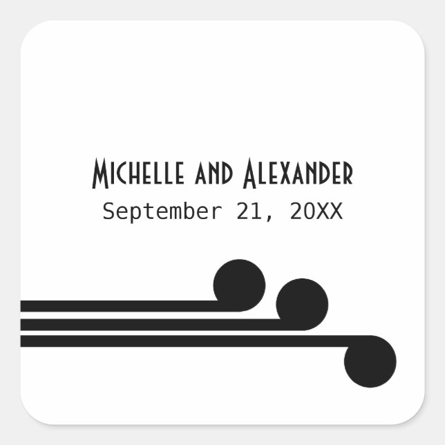 Black Simple Deko Chic Wedding Stickers (Vorderseite)