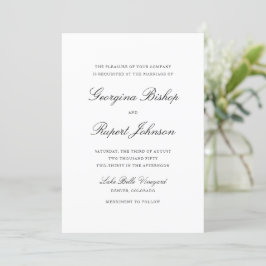 Black Simple Elegant Script Typografy Wedding Einladung